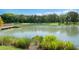 A tranquil pond with a dock surrounded by lush greenery at 1041 Linehart Dr, Winter Garden, FL 34787