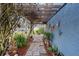 The walkway leads to a lush garden area with various plants and decorative elements at 1102 N Palmetto St, Leesburg, FL 34748