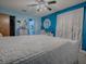 Bedroom featuring colorful blue walls, white accents, and adjoining bathroom at 11915 Cr 680, Webster, FL 33597