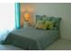 Cozy bedroom with soft blue bedding, decorative pillows, and natural light from the window at 1846 Fruitland Park Blvd, Fruitland Park, FL 34731