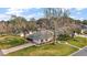 Aerial view of a well-manicured property featuring a circular driveway and lush green landscaping at 19215 Park Place Blvd, Eustis, FL 32736