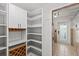 Walk-in pantry with custom shelving and wine racks, located off of the kitchen at 24548 Calusa Blvd, Eustis, FL 32736