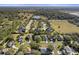 Aerial view of a quiet neighborhood with homes surrounded by lush greenery and serene pond at 887 Daisy Hill Ct, Apopka, FL 32712