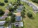 Bird's eye view of homes with pools, lush lawns, and mature trees in a peaceful residential community at 16627 Rockwell Heights Ln, Clermont, FL 34711