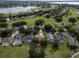 Wide aerial shot showcasing a residential area with tree-lined streets, scenic lakes, and beautiful homes at 16627 Rockwell Heights Ln, Clermont, FL 34711