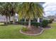 Beautiful backyard featuring mature palm trees, manicured shrubbery, and well-maintained lawn at 2022 Abordale Ln, The Villages, FL 32162