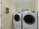 Laundry room with a pair of white Samsung washing machine and dryer at 2022 Abordale Ln, The Villages, FL 32162