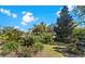 Beautiful backyard with a variety of lush plants and trees, creating a serene setting at 39136 Harbor Hills Blvd, Lady Lake, FL 32159