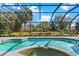 Screened-in swimming pool area with a clear view of the backyard and lush landscaping at 39136 Harbor Hills Blvd, Lady Lake, FL 32159