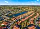 Expansive aerial view highlights the community layout, landscaping, and nearby pond at 5049 Harbour Dr # 1, Oxford, FL 34484