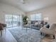 Cozy living room with stylish rug, comfortable seating, and sliding doors to the patio at 796 Elliott Ave, The Villages, FL 32163