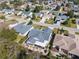 Bird's eye view of a home in a residential neighborhood, featuring a screened in lanai at 8373 Se 177Th Bartram Loop, The Villages, FL 32162