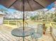 Outdoor deck and entertainment area with table, chairs, and a view at 12220 County Road 209, Oxford, FL 34484