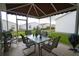 Screened patio featuring a dining table and plenty of space for outdoor entertaining at 2682 Edwards Ln, The Villages, FL 32162