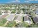 Aerial view of a residential neighborhood with tree-lined streets and well-kept lawns on a sunny day at 4078 Waltham Forest Dr, Tavares, FL 32778