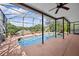 Large screened pool and patio area that's ideal for outdoor relaxation and entertaining Gathering and friends at 1212 Windy Bluff Dr, Minneola, FL 34715
