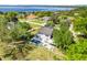 Stunning aerial view of the home's private pool and outdoor entertaining area, surrounded by mature trees at 12802 Amber Ave, Clermont, FL 34711