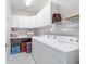 Well-lit laundry room with white cabinets, shelving, and modern appliances for convenient chores at 13146 Se 91St Court Rd, Summerfield, FL 34491