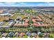Wide aerial view of beautiful condo community, pool, and landscaped grounds near a pond at 907 Charo Pkwy # 915, Davenport, FL 33897