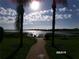 Beautiful lake view with a brick path, palm trees, and bright, sunny sky at 10173 Julia Isles Ave, Oxford, FL 34484