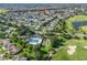 Aerial view of the community highlighting the pool, golf course, and residential area at 1414 Georgetown Ave, The Villages, FL 32162