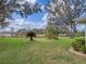 Backyard featuring mature trees and well-manicured landscaping at 21902 King Henry Ave, Leesburg, FL 34748