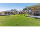 Lush, green backyard with well-maintained lawn and screened lanai at 27536 Stoney Brook Dr, Leesburg, FL 34748