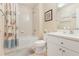 Well-lit bathroom with a shower and tub combination, plus a single sink vanity at 27536 Stoney Brook Dr, Leesburg, FL 34748