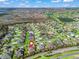 Expansive aerial view of a residential community featuring well-maintained homes, lush landscaping, and scenic ponds at 3654 Enterprise Dr, The Villages, FL 32163