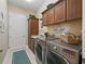 Well-equipped laundry room with modern washer and dryer and ample cabinet space at 3654 Enterprise Dr, The Villages, FL 32163