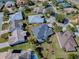 Aerial view of a well-maintained property, landscaping, and backyard with pool potential at 998 Sayle St, The Villages, FL 32162