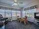 Relaxing living room with ample seating, glass table, and views of the backyard at 1377 Eagle Ridge Dr, The Villages, FL 32162