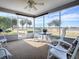 Inviting screened patio with comfortable seating offers panoramic views of the lush outdoor landscape at 1377 Eagle Ridge Dr, The Villages, FL 32162
