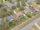 An aerial perspective of a home in a residential neighborhood with well-kept lawns at 2214 Lake Pointe Cir, Leesburg, FL 34748