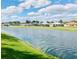 Scenic view from the neighborhood featuring a serene pond bordered by lush green grass at 321 Ranchwood Dr, Leesburg, FL 34748