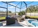 Backyard screened in patio featuring a spa and comfortable seating at 5363 Timberland Ave, St Cloud, FL 34771