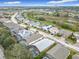 Aerial view of a neighborhood showcasing homes with screened-in pools and lush landscaping at 1007 Balmoral Dr, Davenport, FL 33896