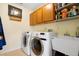 Laundry room featuring a washer, dryer, sink, and cabinets at 4826 Summerbridge Cir, Leesburg, FL 34748