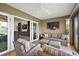 Inviting lanai with comfortable seating, a television, and seamless indoor-outdoor flow at 1581 Rowell St, The Villages, FL 34762