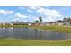 Beautiful pond view showcasing community landscape and homes, creating a serene and appealing neighborhood at 1581 Rowell St, The Villages, FL 34762