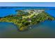 Wide aerial view of a lakeside community featuring lush greenery, multiple lakes, and a serene environment at 17648 Live Oak Dr, Tavares, FL 32778