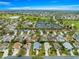 Aerial shot of the neighborhood with a red arrow indicating the location of the property at 2136 Kerwood Loop, The Villages, FL 32162