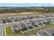 An aerial view of a street with modern homes, each featuring manicured lawns and sidewalks at 2289 Mystic Maze Ln, Minneola, FL 34715