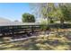 Fenced backyard featuring a well-maintained lawn, mature trees, and landscaping at 2738 Privada Dr, The Villages, FL 32162