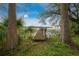 Scenic view of a wooden dock stretching into a tranquil lake, framed by lush greenery at 30713 George Dr, Tavares, FL 32778