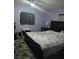 Comfortable bedroom with a queen-size bed, an ornate headboard, and an area rug at 43648 S Island Dr, Paisley, FL 32767