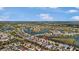 Community aerial view of the property, showcasing the lakefront location, proximity to waterways, and beautiful neighborhood at 8780 Bridgeport Bay Cir, Mount Dora, FL 32757