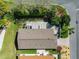 This aerial view showcases the roof and patio area, and surrounding landscaping at 2667 Collington Dr, The Villages, FL 32162