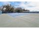 Well-maintained tennis courts with blue and green surfaces and surrounded by trees with the clear sky background at 32222 Summertree Circle, Leesburg, FL 34748