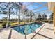 Inviting enclosed pool area featuring a serene water feature, lush landscaping, and clear blue water at 7885 Se 166Th Hibernia Ln, The Villages, FL 32162